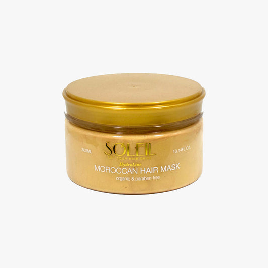 gold moroccan hair mask cream, organic and paraben fre, 300ml 10,14FL OZ packaging against a white background